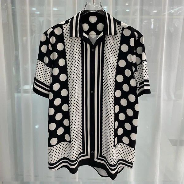 Männer Casual Hemden Luxus Druck Polka Dots Für Männer Sommer Kurzarm Digital Mens Social Shirt Chemise Homme De Luxe