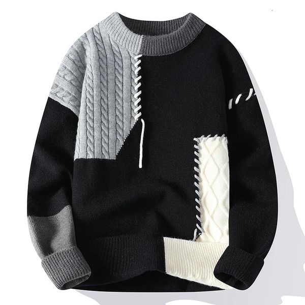 2024 Mens Streetwear Strappato Hole Maglione di moda coreano High End di lusso Inverno Hip Hop maglioni da uomo morbido caldo autunno Pullover 231228