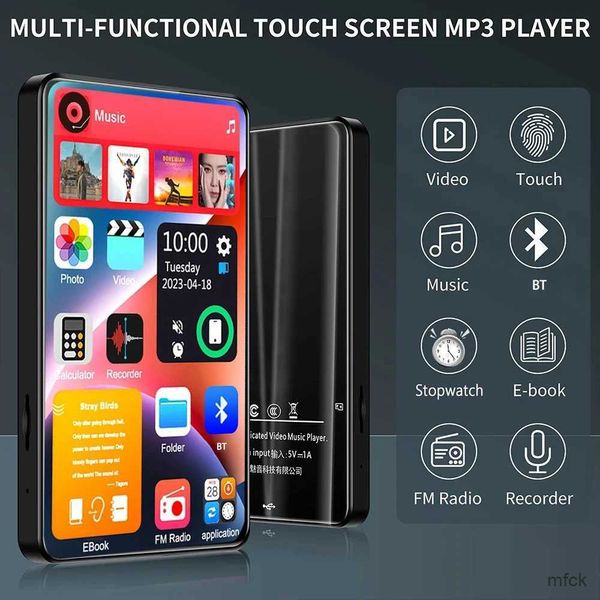 MP3-MP4-Player Neuer 4.0 MP4-Player MP3-Musik-Player Bluetooth 5.2 Touchscreen 16 GB mit Lautsprecher 1080P Video Ebook FM MP3-Audio-Player