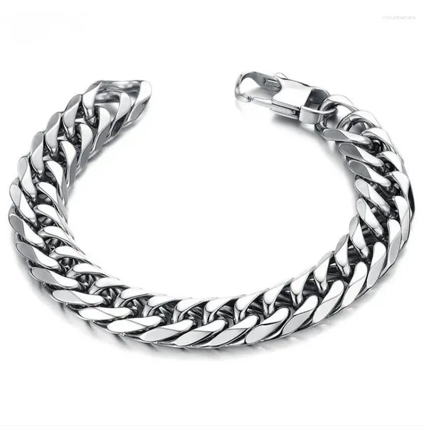 Link pulseiras hnsp pulseira de aço inoxidável para homens corrente de mão punk masculino jóias acessórios presente 8mm-14mm de largura