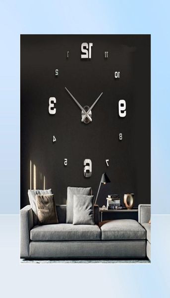 Nova chegada 3d real grande relógio de parede design moderno apressado relógios de quartzo moda relógios espelho adesivo diy sala estar decoração 2011184632258