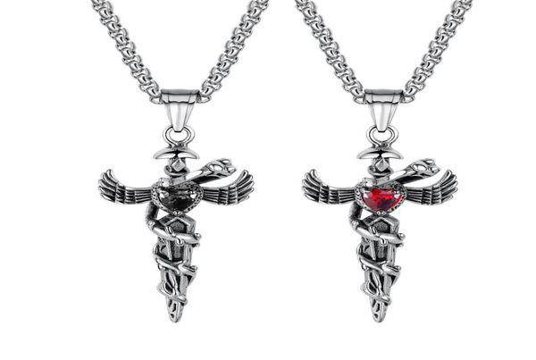 Символ крыла с из нержавеющей стали Caduceus Angel Symbol of Medicine Doctor Murs Murest Pendate Sencle для Mens Boys6998011