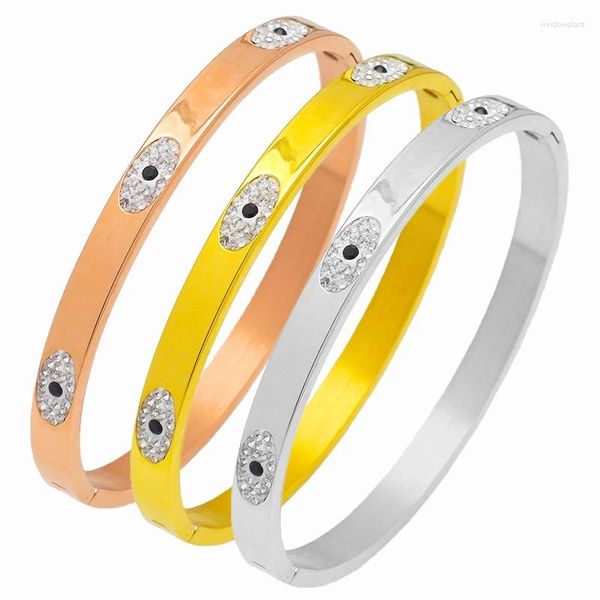 Bangle Fashion Eye Bracelet Женский роскошный хрустальная манжета мужская украшение из нержавеющей стали