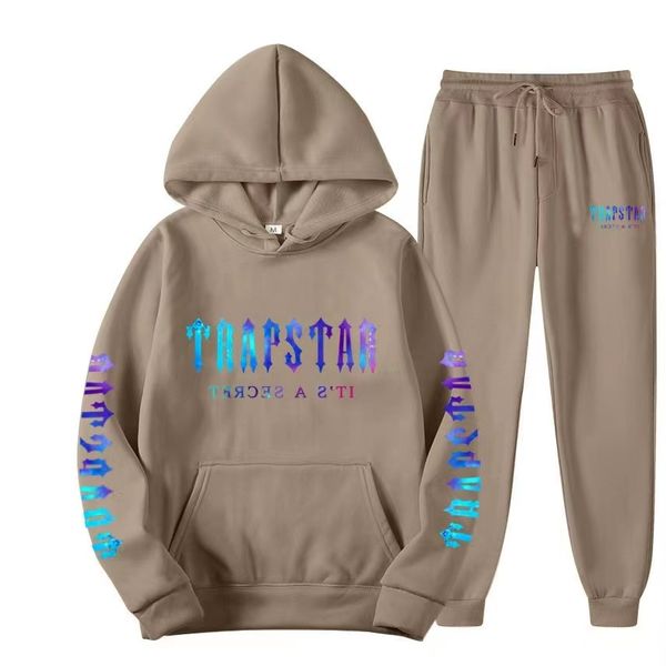 tuta da uomo Trapstar felpa con cappuccio ricamo streetwear tuta sportiva top in cordoncino di cotone felpa da donna con cappuccio a maniche lunghe felpa con cappuccio set di pantaloni ricamati rosa