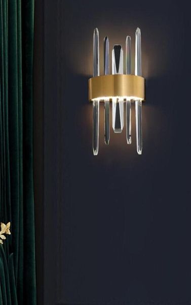 Modern Gold Metal Crystal Wall Light Light Sala de jantar Decoração El Decor de casa Sconnce WA159308I2578678