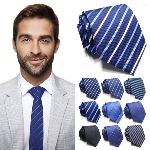 Yay bağları çizgili erkekler hediye iş 8cm kravat polyester ipek resmi kravat gömlek aksesuarları