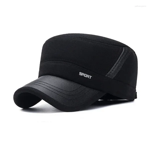 Top kapaklar Kış kulakları korumalı erkekler pamuk patchwork beyzbol şapkası kalınlaştırıcı düz snapback dış mekan şapka yün kumaş soğuk önleme