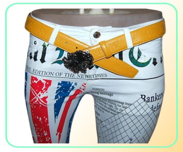 Pantaloni jeans da uomo con bandiera britannica nel Regno Unito Pantaloni colorati con disegno torre stampati Moda Jeans bianchi skinny Pantaloni jeans elasticizzati casual 3323074