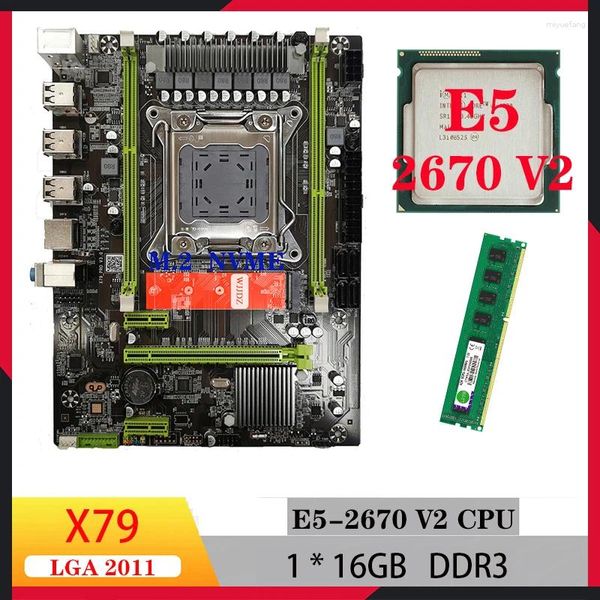 Материнские платы X79 комплект Intel Xeon Set E5 2670 V2 16 ГБ комбинированная материнская плата процессор Ram Lga 2011 Ddr3 память RECC для геймеров