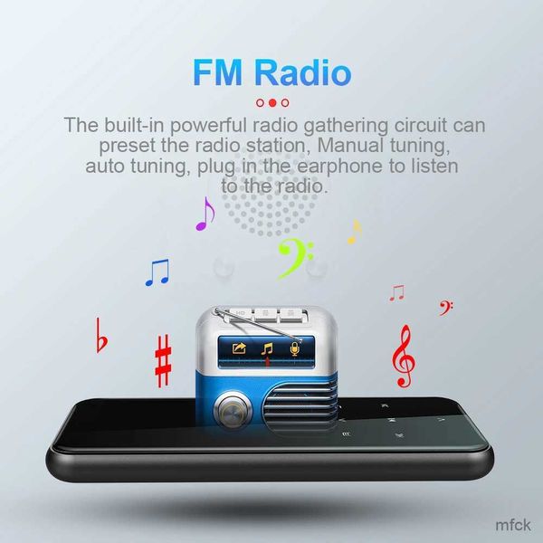 MP3 MP4 Players MP4 player Bluetooth 5.0 alto-falante embutido Tela sensível ao toque de 2,4 polegadas mp3 Música HiFi Audio Player com gravação de e-book Rádio FM Vídeo