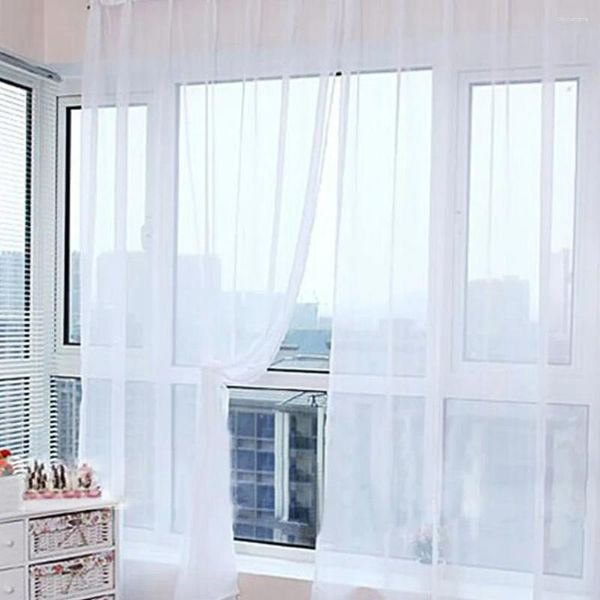 Cortina 200cm 100cm sólida estilo moderno cortinas para sala de estar divisor fio tira corda cortina decoração cortinas