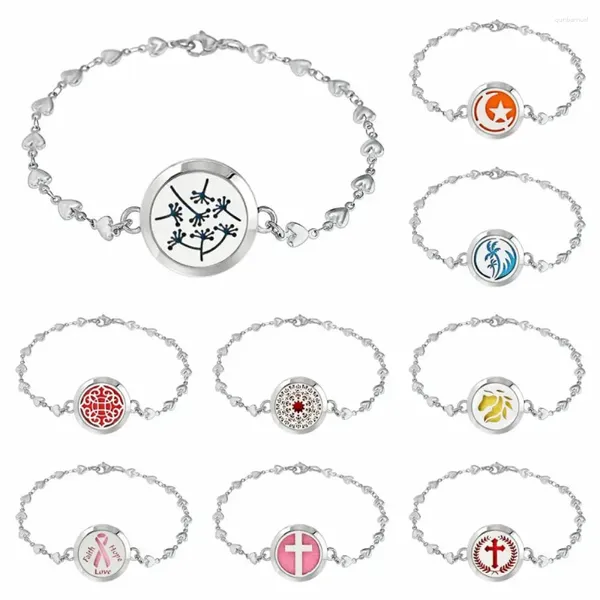 Pulseiras de charme pulseira de aço inoxidável de 25 mm para mulheres que fabricam jóias que fabricam medalhão de óleo essencial de correio ajustável