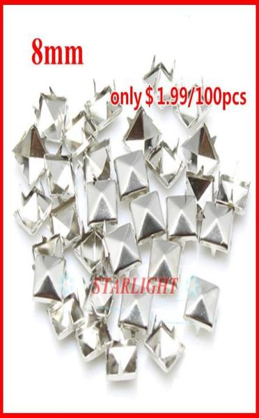 Nozioni o strumenti per cucire Borchie e punte 8mm Piramide Stud argento Punk Rock Fai da te Rivetto Spike 1000pcslot9851530