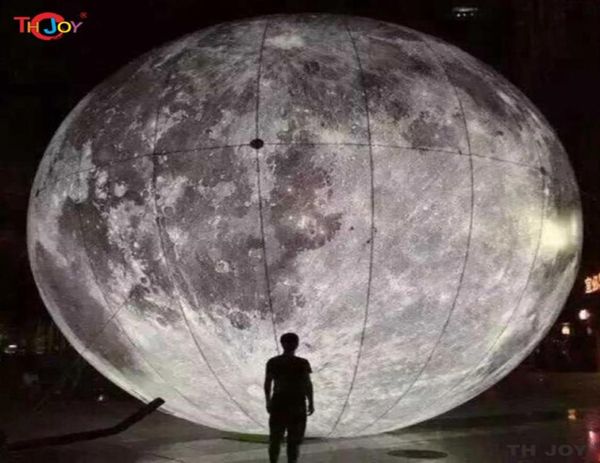 Spiele im Freien, Party-Luftballons, riesiger aufblasbarer Mondball, 2 m, 3 m, 4 m, 5 m, Beleuchtungsplanet, aufgeblasener Mond mit LED-Licht