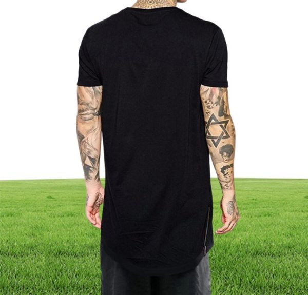 Nuovo abito da uomo Maglietta nera con cerniera hip hop tops extra lunghezza tops magliette per uomo tshirt 1161407