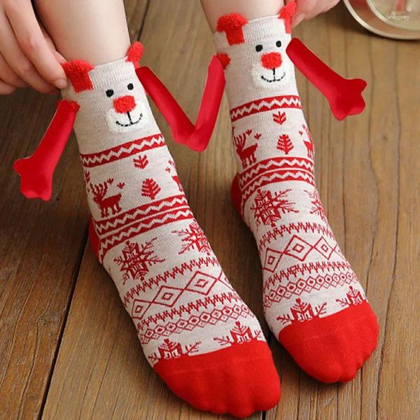 Frauen Socken Lustige Hand In Weihnachten 3d Puppe Baumwolle Socke Promi Paar Kreative Magnetische Mitte Rohr Mit Magnet