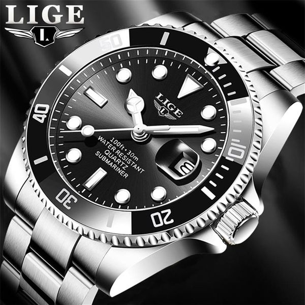 Relogio Maskulino Lige Top Marke Luxus Fashion Diver Watch Männer 30atm wasserdichte Datum Uhr Sport Uhren Männer Quarz Armbandwatch 2265f