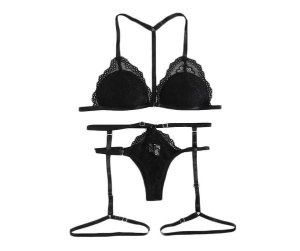 Gstring Halter Women039s Bras Set costumi erotici in pizzo trasparente reggiseno sexy lingerie set porno tentazione sesso esotico4193583