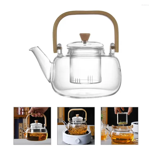 Geschirrsets gesunder Tea Pot Schwule Kesselglas Teekanne mit Infuser für lose Blätter Blatt klar