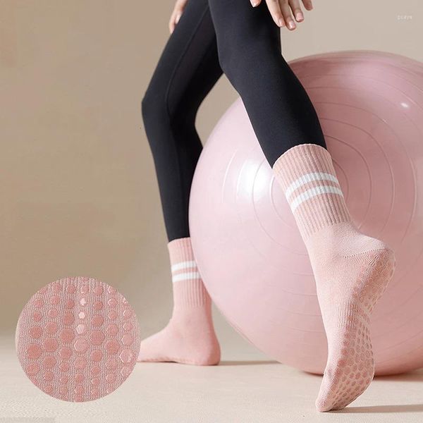 Mulheres meias 1 par yoga longo antiderrapante aperto algodão confortável de alta qualidade indoor pilates esportes senhoras ballet dança