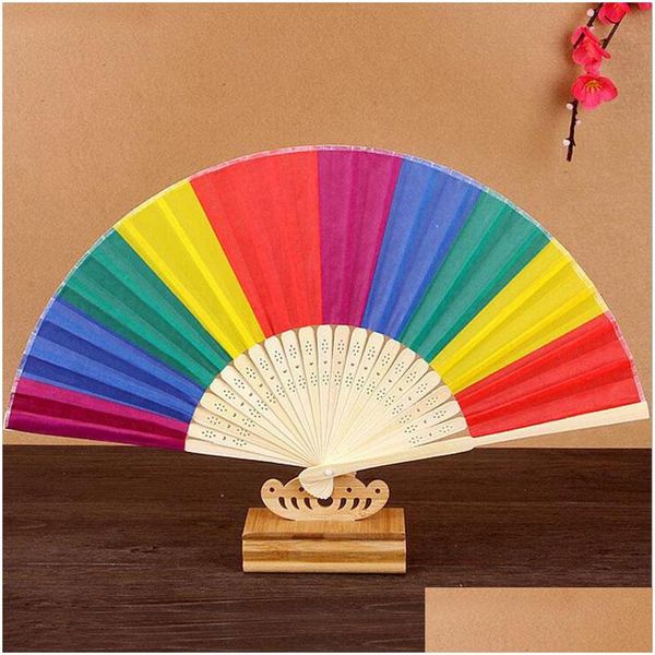 Bomboniera fatta a mano 21 cm Caramelle dipinte Colori Arcobaleno Festa di nozze Ventaglio a mano Regali per eventi e forniture per bomboniere Za4500 Consegna a domicilio Dh5Lf