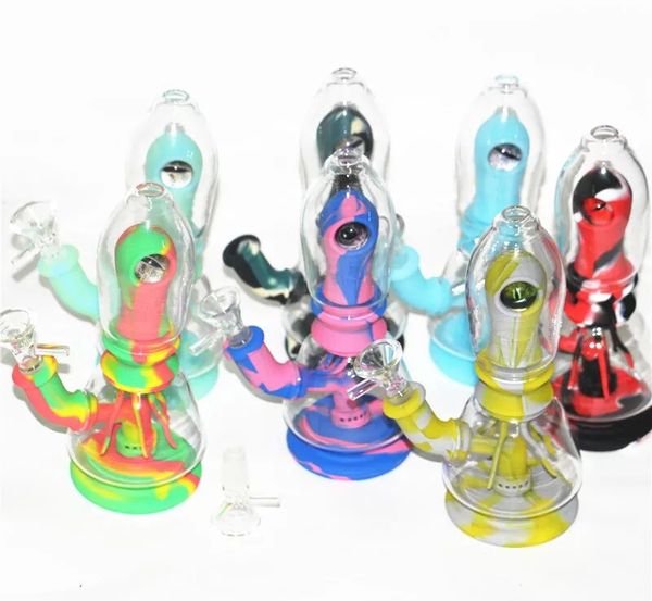 narghilè eye Bong in silicone per acqua Bong narghilè rimovibili con ciotola filtro in vetro siliconi dab rig per fumo infrangibile LL