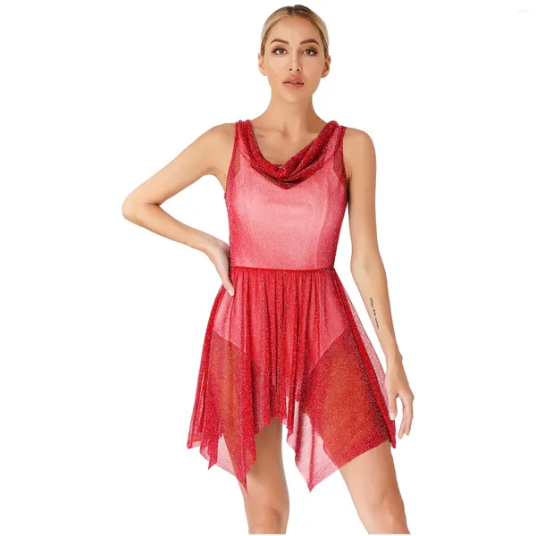 Stage desgaste feminino Glitter Tunic Liturgical Loved Louved Ballet Danom Ballroom