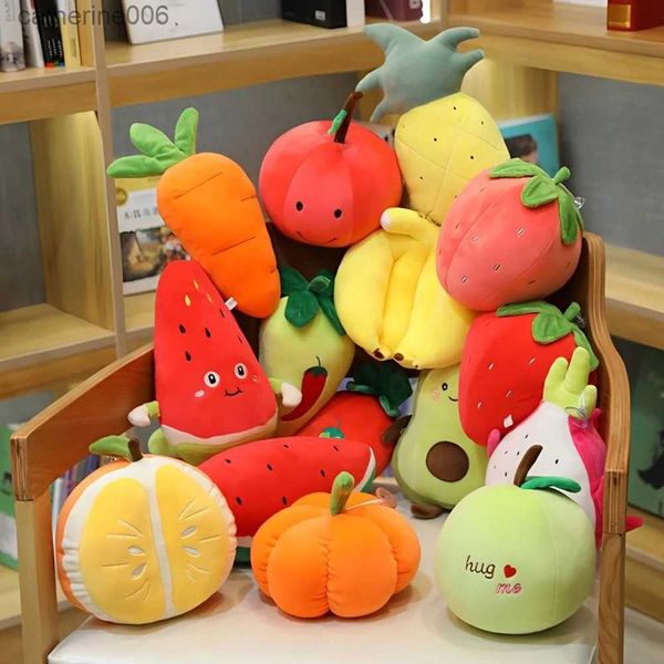 Animais de pelúcia de pelúcia 15-35cm simulação fruta brinquedo de pelúcia bonito vegetal frutas crianças iluminação ensino cognitivo pequena boneca presente de aniversárioL231228