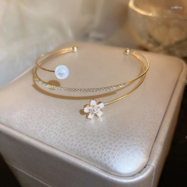 Braccialetti di fascino oro placcato per donne gioielli bangles iniziali ragazze fiori perle