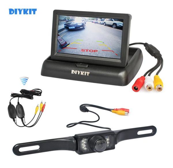 Diykit kit de câmera de ré para carro, sem fio, 43 polegadas, monitor lcd, hd, câmera de visão traseira, sistema de estacionamento, 2256785
