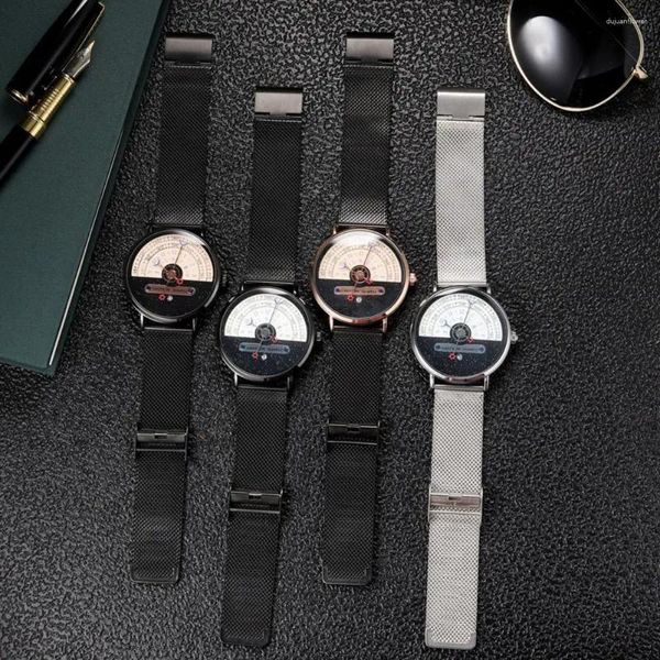 Armbanduhr Metal -Gurt Uhren Armbanduhr Stylish Herren Quarzfarbe passen halb Roulette Date Display Clear Print