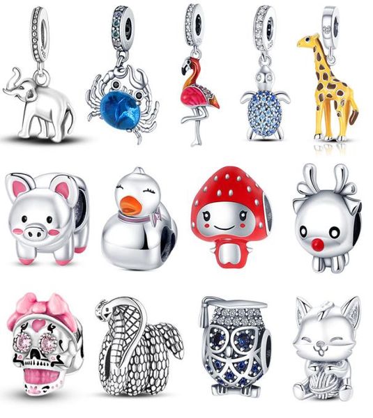 925 argent Fit breloque 925 Bracelet Animal éléphant crabe breloques ensemble pendentif bricolage perles fines bijoux 4453821