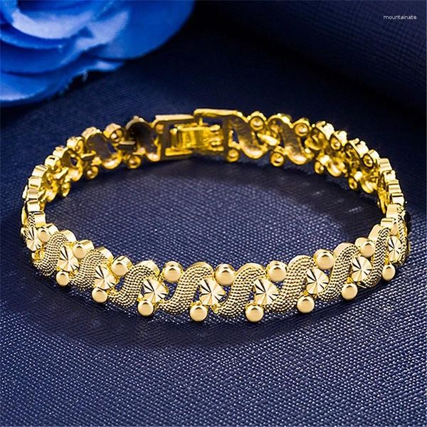 Link-Armbänder, 19 cm, Retro-Mode, europäische Münze, vergoldeter Schmuck, Kupferbeschichtung, 24 Karat Gold, Herren-Breitversion, Armband, Uhrenkette