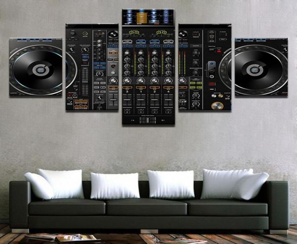 Immagine modulare Decorazioni per la casa Dipinti su tela Moderni 5 pezzi Musica DJ Console Strumento Mixer Poster per soggiorno Arte della parete4359400