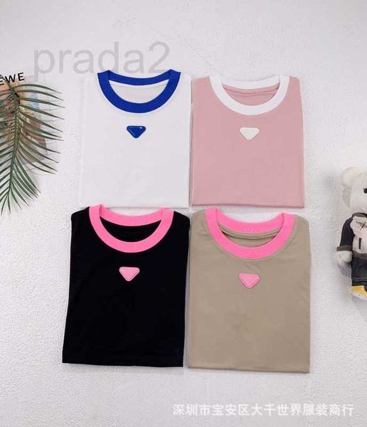 T-shirt das mulheres Designer verão frente triângulo contraste silicone tencel tecido romano verão legal contraste mangas curtas 2tdo