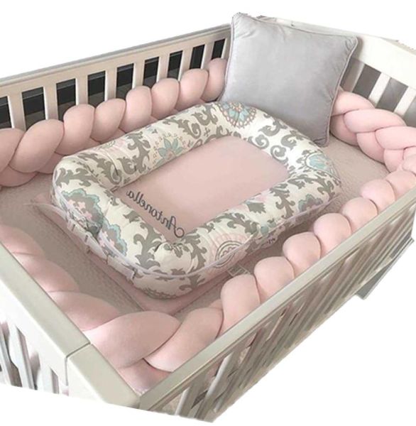 Bebê pára-choques cama trançado berço pára-choques para meninos meninas infantil berço protetor berço pára-choques tour de lit bebe tresse decoração do quarto q08281633773