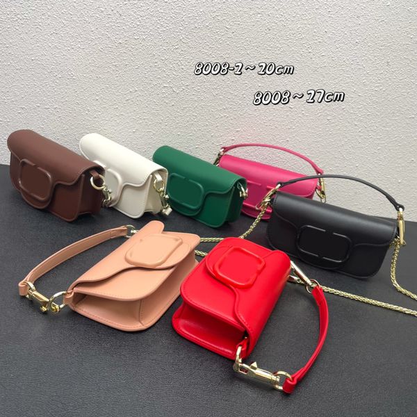 Bunte Schnalle Kalbsleder-Handtasche, klassische Damen-Schulter-Crossbody-Tasche, einfarbige Tragetasche, abnehmbarer Griff und verschiebbare Kette mit Box CSD2312286-25