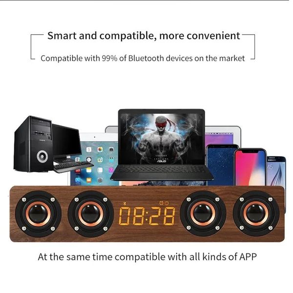 Altoparlante Bluetooth retrò in legno 4 altoparlanti Sound Bar TV Echo Sistema Home Theatre da parete Qualità HIFI Cassa di risonanza per PCTV 231228