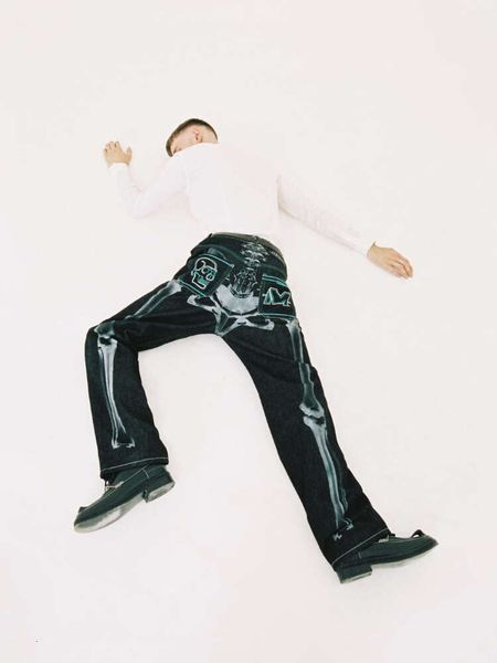 Уличная одежда Y2K, мужские джинсы в стиле хип-хоп с принтом черепа и скелета, мешковатые джинсы, черные брюки, новинка 2023, Haruku, модные повседневные широкие брюки