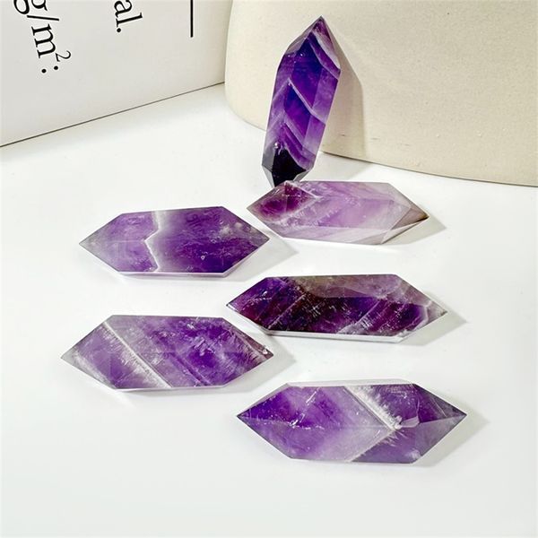 Natural Crystal Amethyst Double Speced Säule Statue Schnitzquarz handgefertigtes Handwerk Figur Reiki