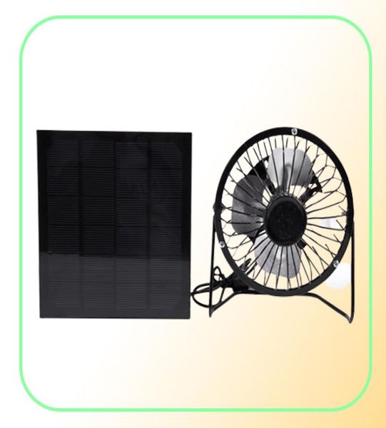 Alta qualidade 4 Polegada ventilador de ventilação refrigeração usb painel movido a energia solar ventilador ferro para escritório em casa ao ar livre viajar pesca8439628