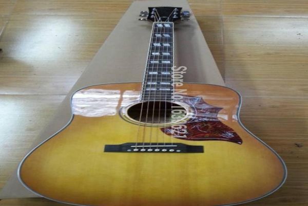 Chibson 41 Zoll Humming Tobacco Sunburst Akustik-E-Gitarre China Fishm Pickup Split Parallelogram Inlay Red Turtle Pickg2170887