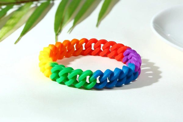 Armreif 3 Typ Lässige Regenbogenfarbe Silikonarmbänder für Männer Frauen mit elastischem Gummiarmband Sport Unisex Geschenk Schmuck Großhandel