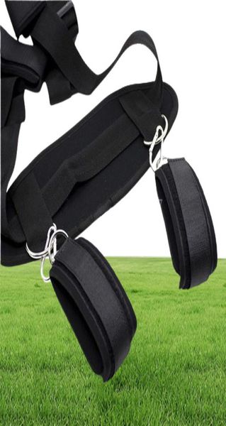 Schiavitù in nylon nera facile accesso alla diffusione della gamba sesso cablaggio manette cuffi caviglia cinturino R657089186