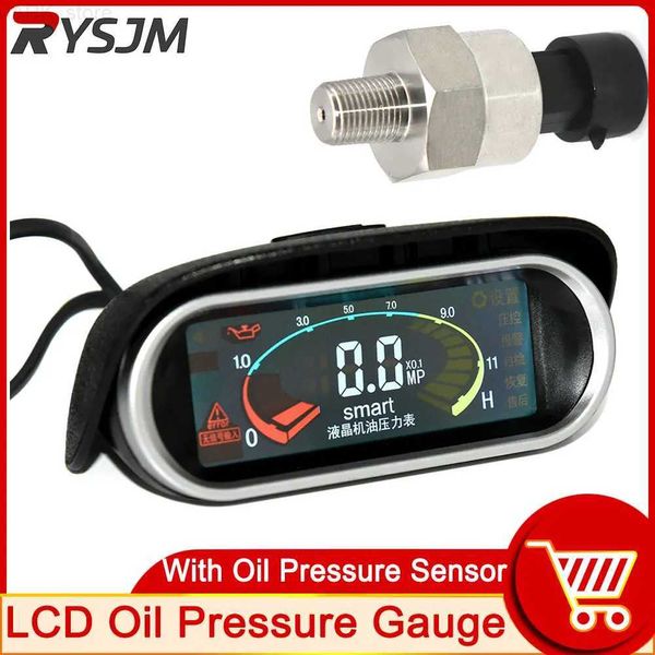 Medidor de pressão de óleo HD LCD Medidor de pressão de óleo de carro para caminhão 9-36V Medidor de pressão de combustível digital para peças de corrida Medidor de pressão de óleo de motor com sensor 1/8 NNPL231228L231228