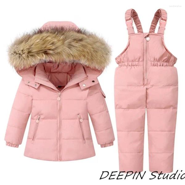 Kleidungssets 2024 Kinder Set 2PCS Baby Winter Warm Down Jackets Junge verdicken Overall Säugling Overalls Girl Kleidung Kinder Snowsuan