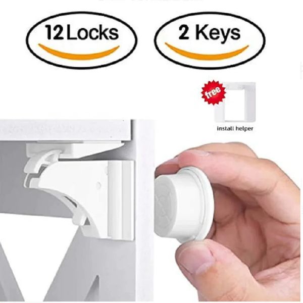 Hidden Invisible Baby Safety Lock Magnet Child com chaves 12 2 Chave para crianças em gavetas Porta de gabinete Sercurity 231227