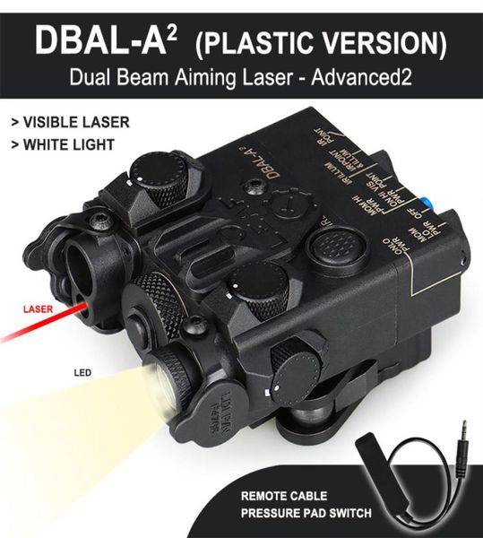 DBALA2 Feixe Duplo Visando Laser IR Laser Vermelho LED Iluminador de Luz Branca Versão de Plástico com Interruptor de Caixa de Bateria Remota CL1501396719952