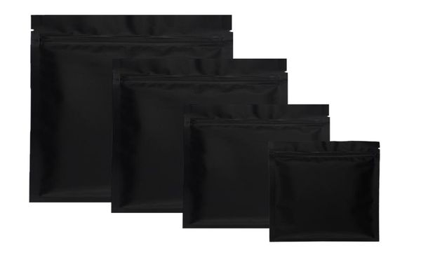 100 pçs preto fosco pequeno folha de alumínio zip lock sacos plásticos à prova de cheiro erva em pó calor selável saco ziplock plano pouch5162830