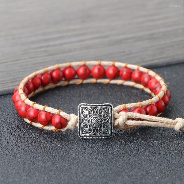 Strand Vintage 6mm Rossa linea Bracciale intrecciata Donne Boho coppia braccialette di braccialetti Fashion Fashion Friendshi